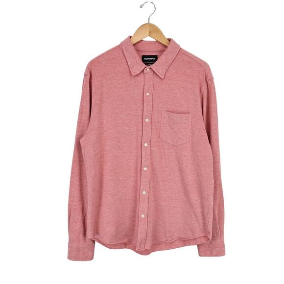 Bonobos Men's Cotton Terry Knit Standard Fit Long Sleeve Button Down Red Large - Picture 1 of 8